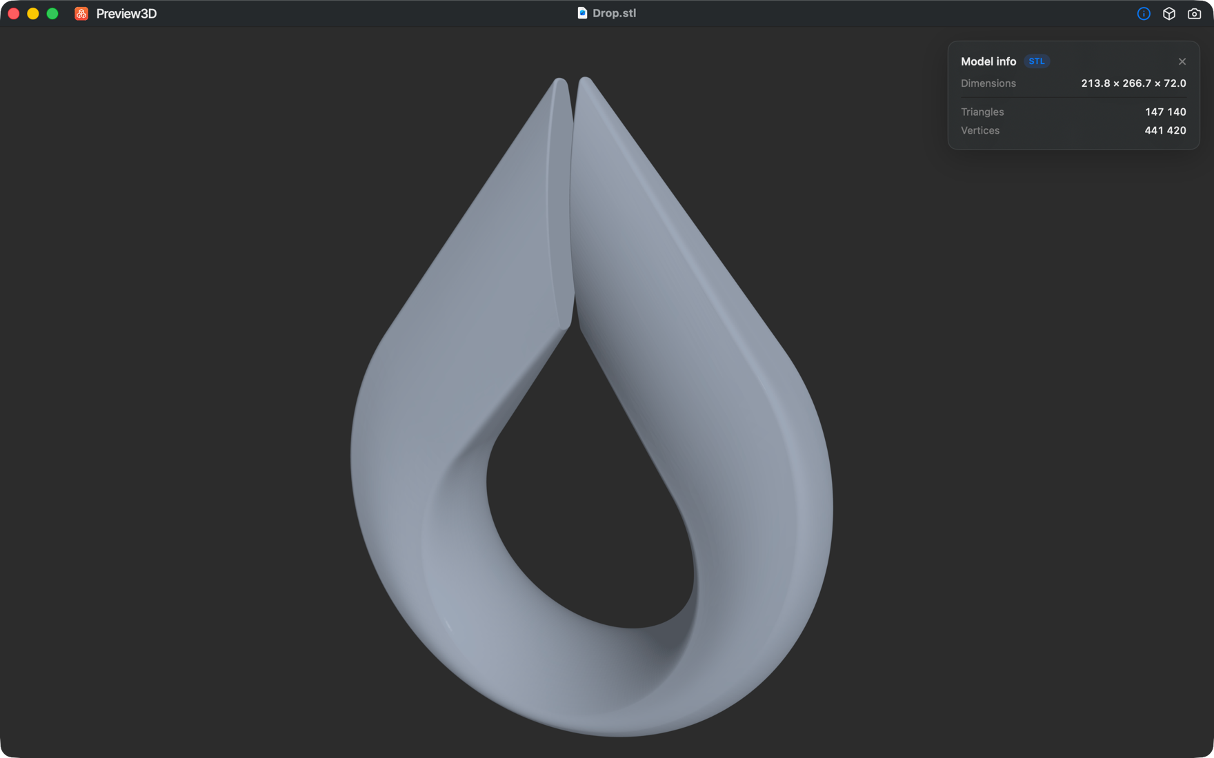 STL mesh — clean, fast rendering